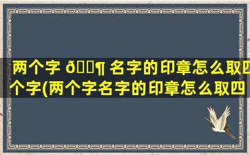 两个字 🐶 名字的印章怎么取四个字(两个字名字的印章怎么取四个字的名字)